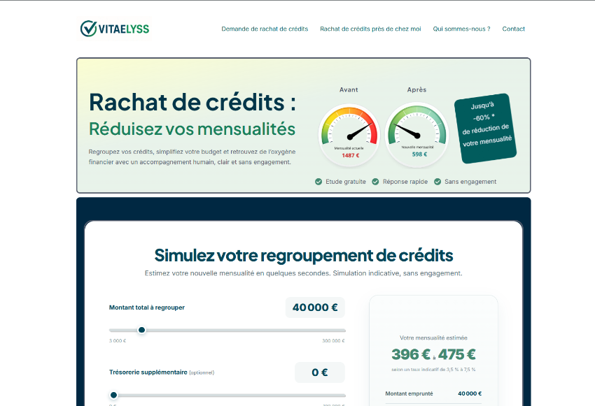 Création de landing page Vitaelyss sur WordPress